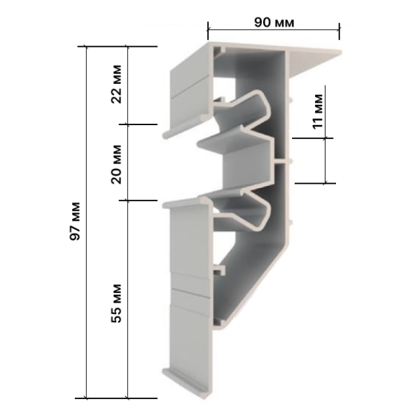 Aluminum profile PL75 (sawn) with insert 2,5m